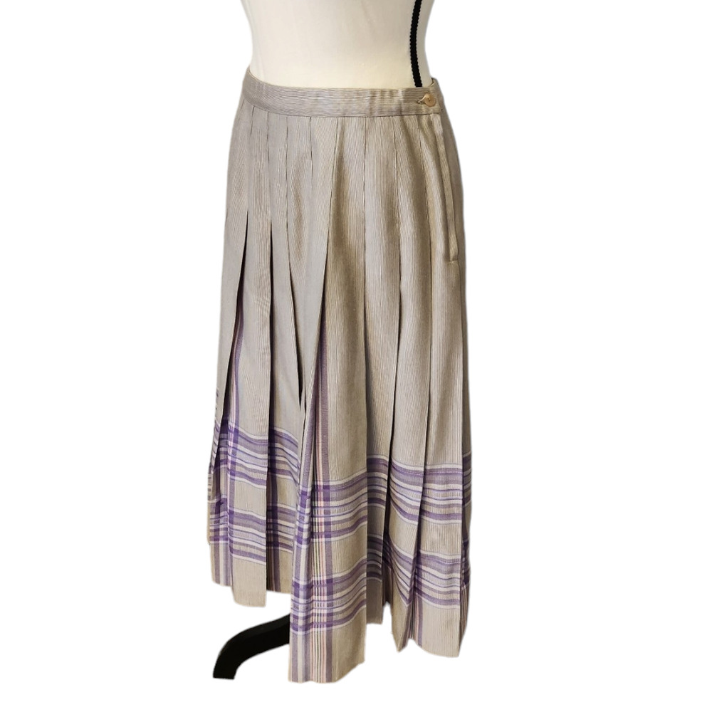 Pendleton Vintage Drop Waist Pleated Gray Plaid Long Skirt NWOT Size 10 Petite - Picture 2 of 5